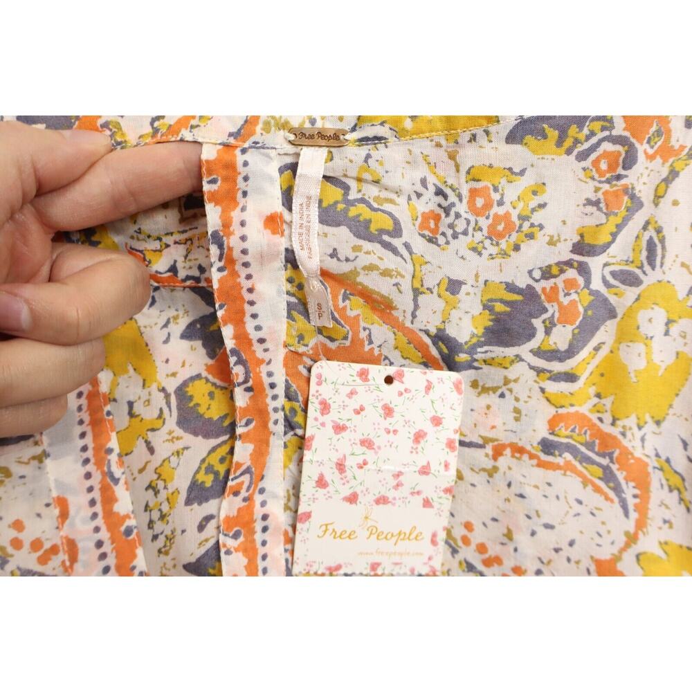 Free People Floral Print Mini Dress - Orange and White - Picture 6 of 8